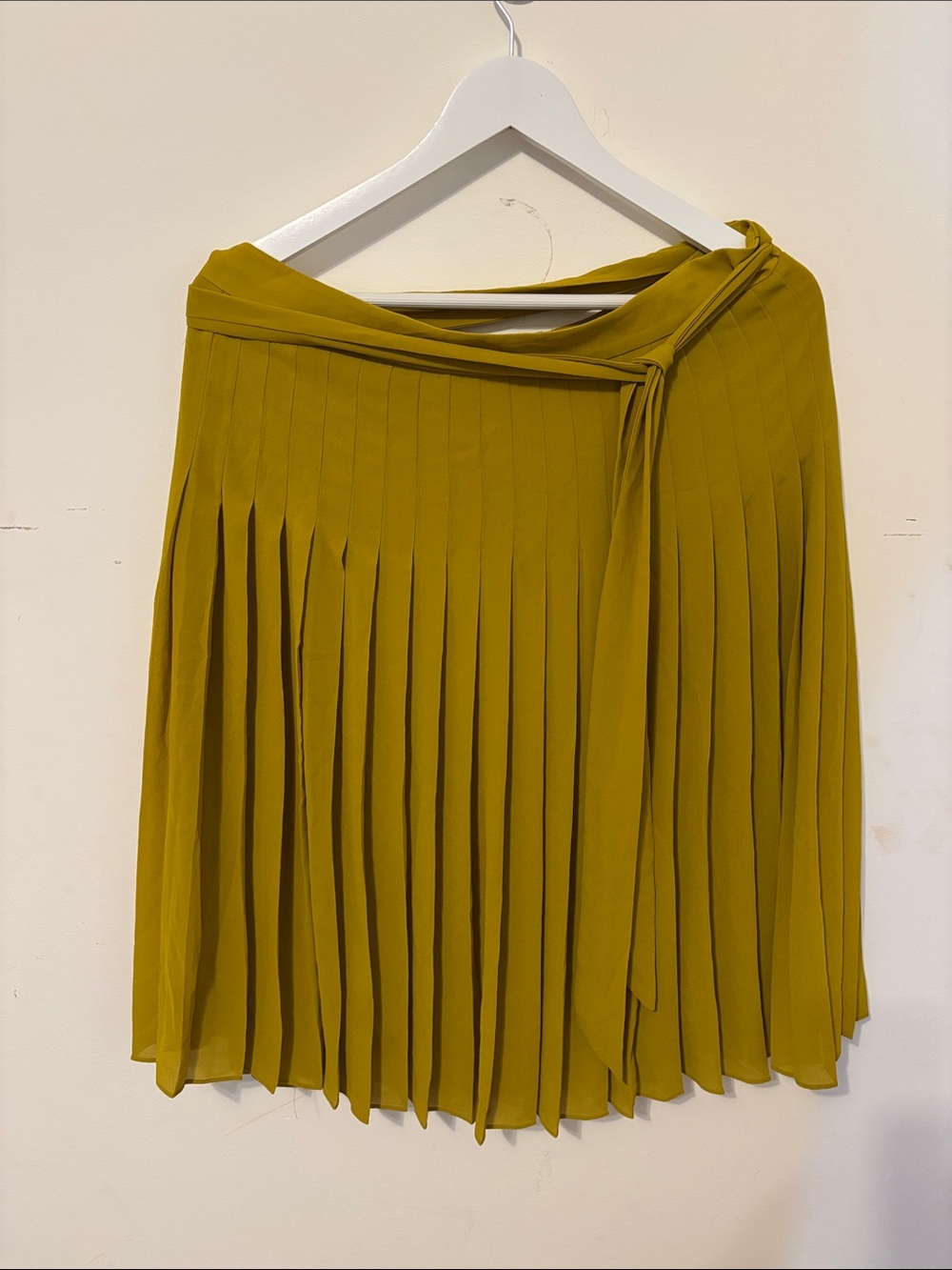 Ann Taylor Pleated Skirt with Side Tie - Mustard Yellow